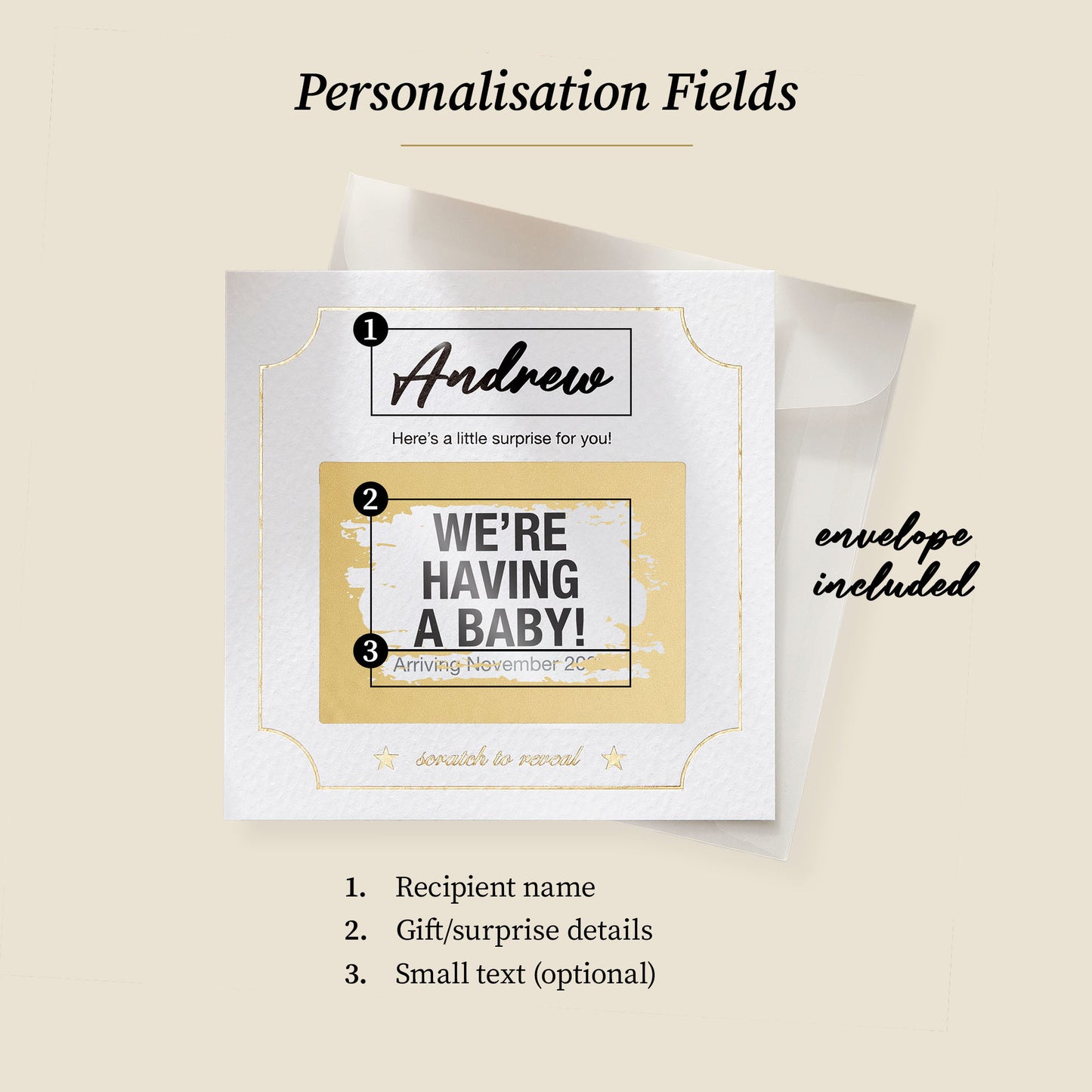 Personalised Scratch-Off Baby Announcement Card