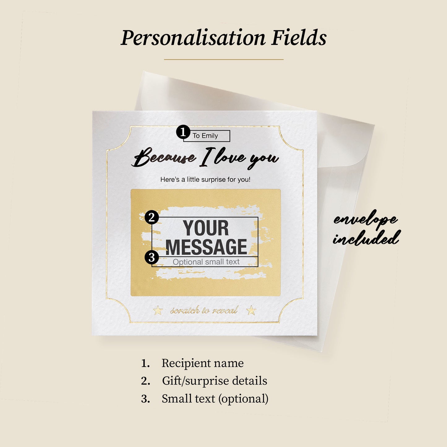 Personalised Scratch Off Reveal Card Because I Love You