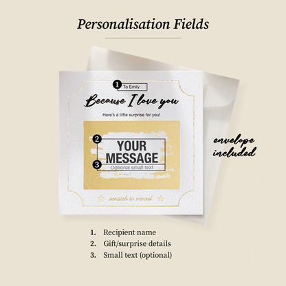 Personalised Scratch Off Reveal Card Because I Love You
