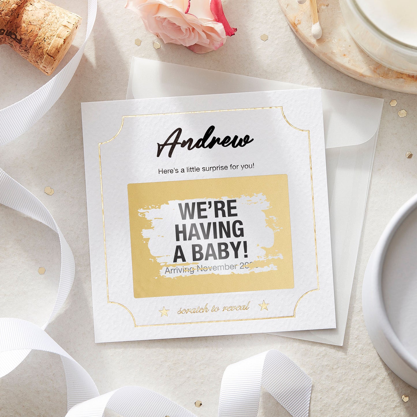 Personalised Scratch-Off Baby Announcement Card